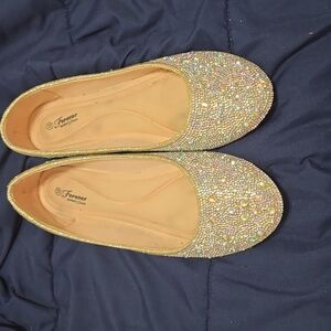Elegant Gold Rhinestone Flats